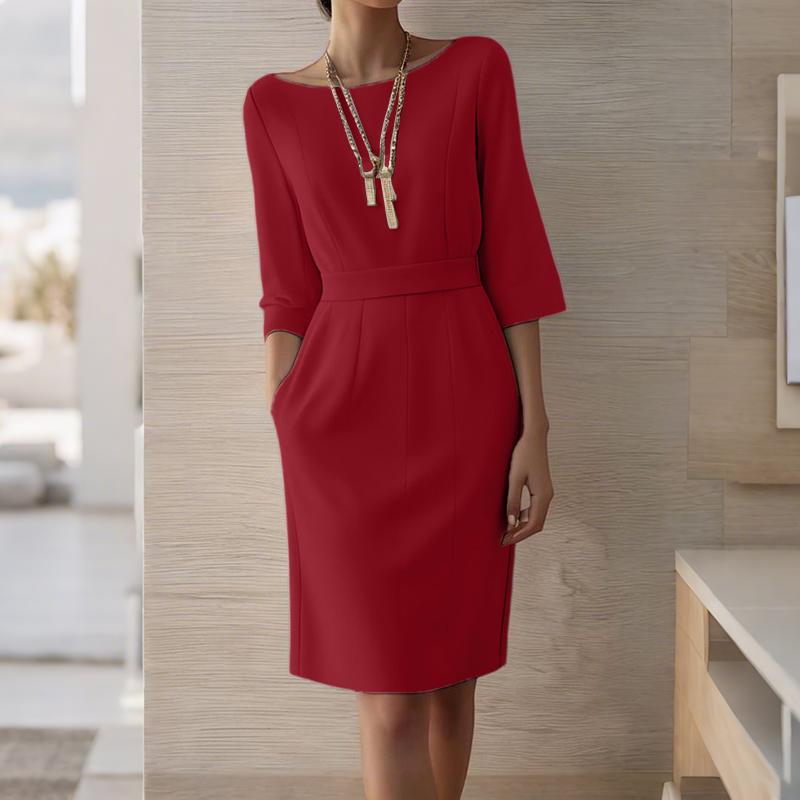 ZANZEA Women Casual Round Neck Summer 3/4 Sleeve Sheath Dress