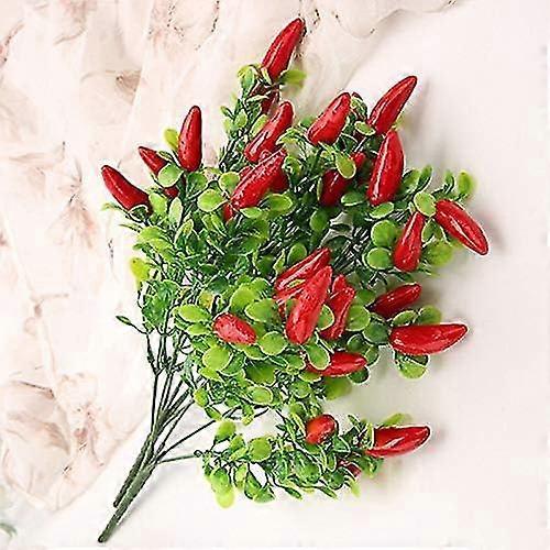 10 Stück Künstliche Rote Paprikapflanze Plastik Paprikafrucht Chili Strauß Bouquet Künstliche Pflanze Party Büro Dekor - DD