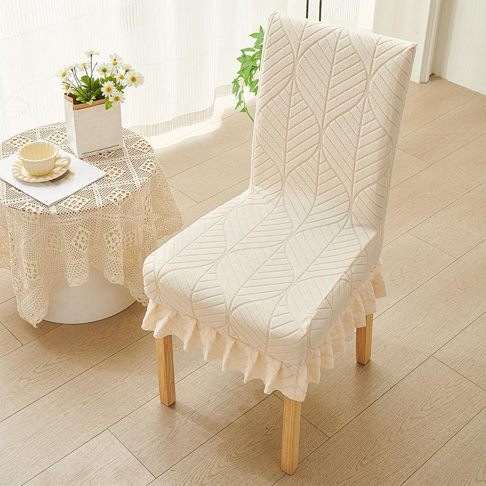 Skirt Edge Stretch Seat Cover Solid Color Chair Slipcover Simple Stool Cover  Banquet белый