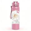 1PC Sunflower Peace Symbol Art Print 750ml Color Plastic Sports Water Bottle Leakproof Flip Straw Lid Suitable for Sports Office Home Use