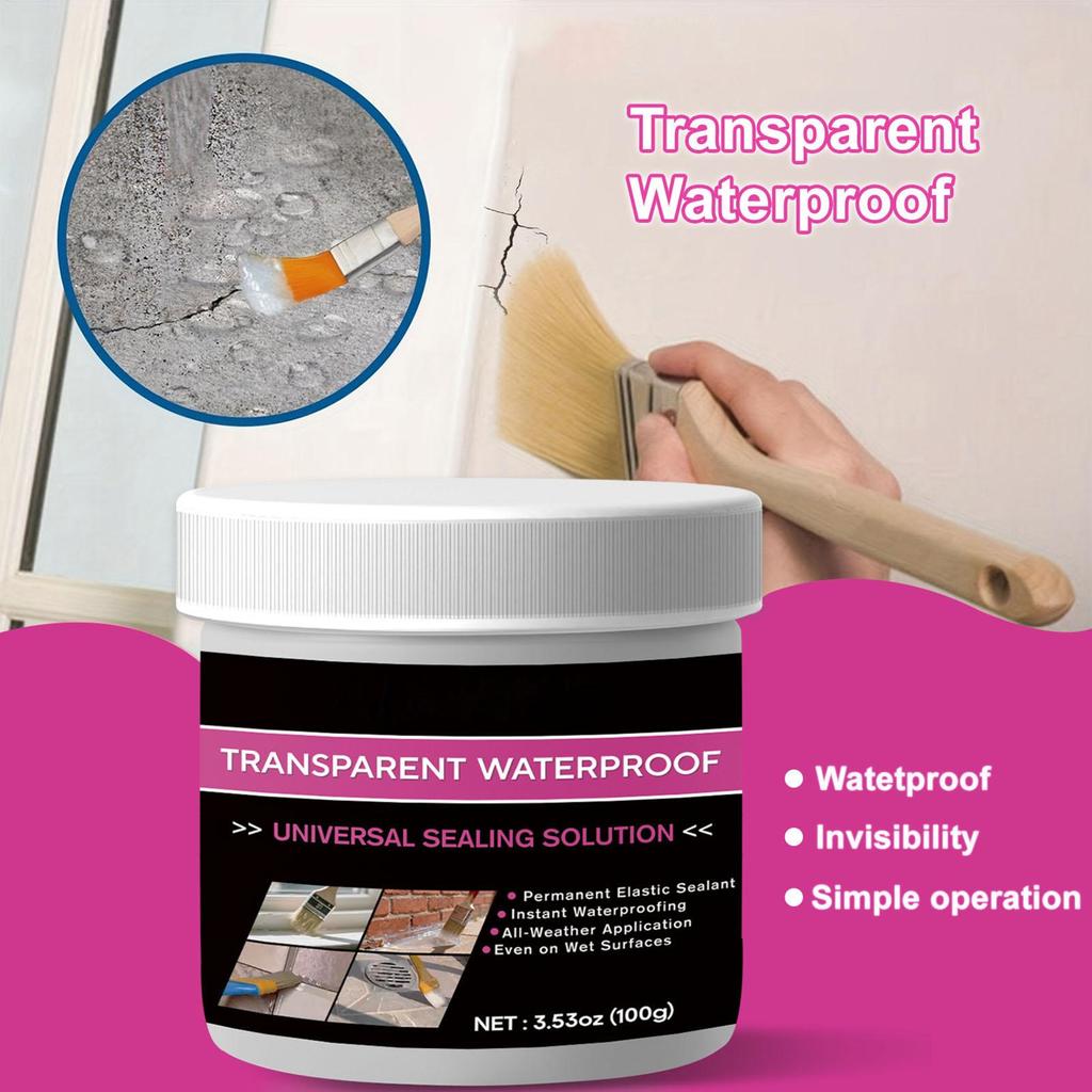 100g Transparent Waterproof Sealant Adhesive for Exterior Walls Leak Proof Coating Bathroom Floor Crack Sealing Repair Tools