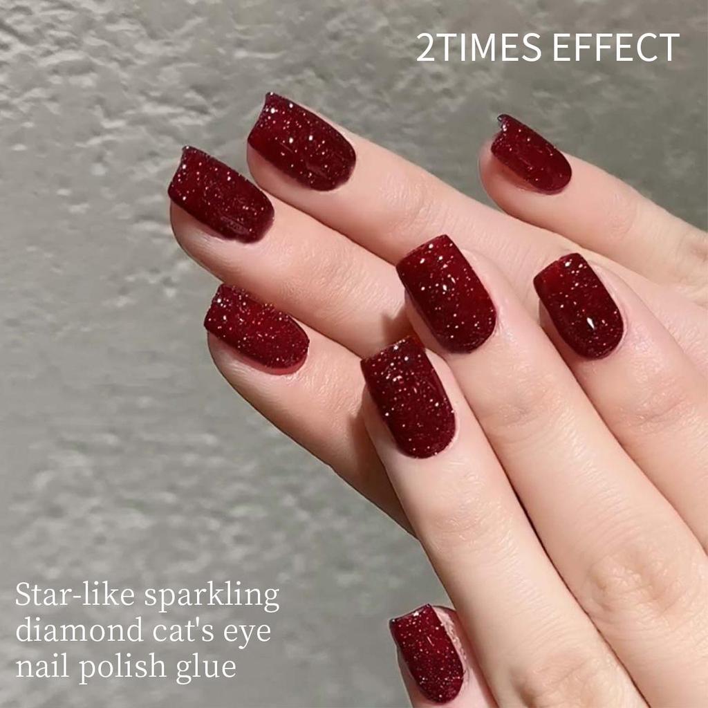 2025 Dazzling Wine Red Cherry Glitter Gel Nail Polish