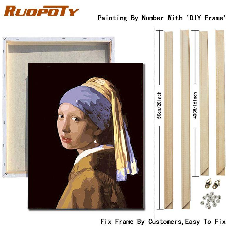 RUOPOTY Modern Women Painting By Numbers Kits For Adults Hand Painted Figure Picture Canvas Painting For Home Decoration 40x50cm