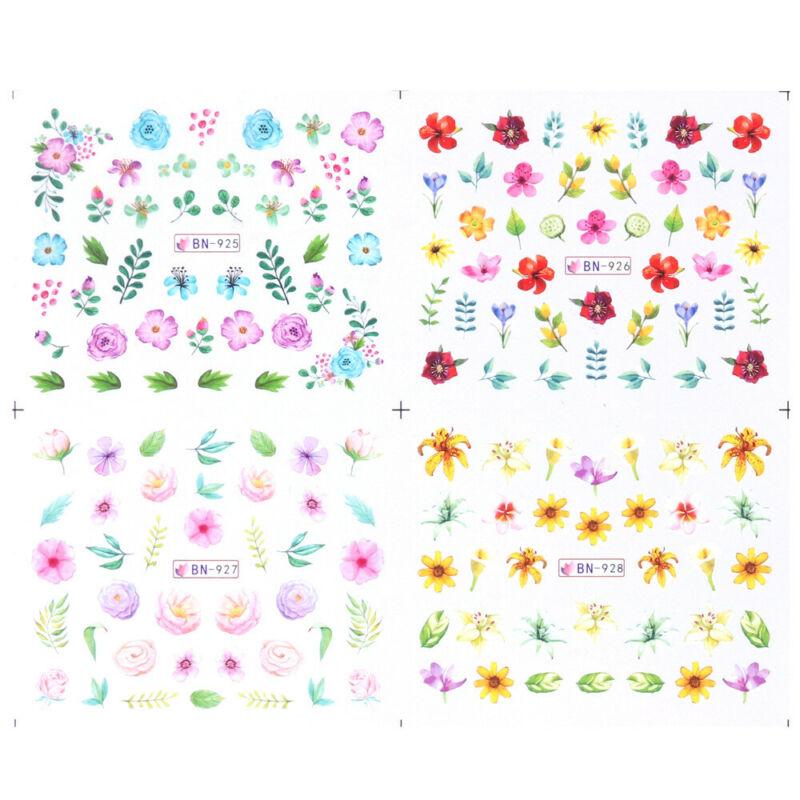 12 vzorů Kvetoucí květiny Nail Art Water Transfer Samolepky Obtisky Dekorace