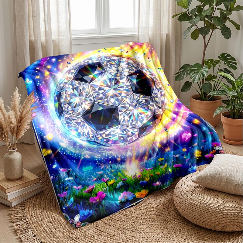 

Cyberpunk Soccer Ball blanket Personalized Name Flannel Blanket Soft Cozy Plush Throw for Sofa Bed Lightweight Home Decor 75x90cm