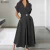 Rochie Casual Elegantă de Damă cu Decolteu în V, Largă, cu Mânecă Scurtă