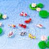 Mini-Harz-Koi-Fisch-Figuren Lebendige Mehrfarbige Lotus-Ornamente Korrosionsbeständig für Aquarium-Fischbecken Bonsai-Landschaftsgestaltung Dekor