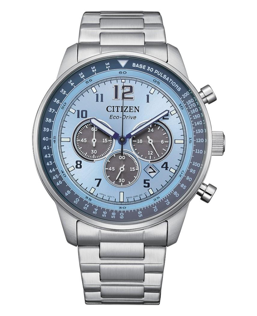 

CITIZEN Eco-Drive Beginning синий циферблат хронограф SS мужские часы CA4500-83M