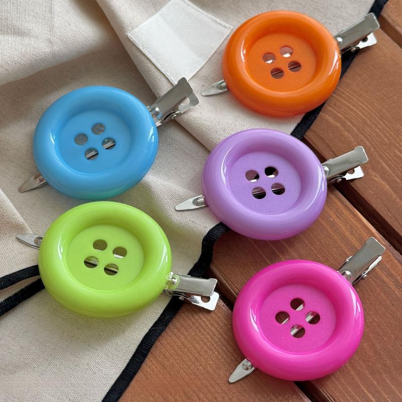 Y2K Extra Large Button Side Hair Clip Cute Retro Duckbill Bangs Side Barrettes Hair Accessory For Girls Daily Party Photo Decor