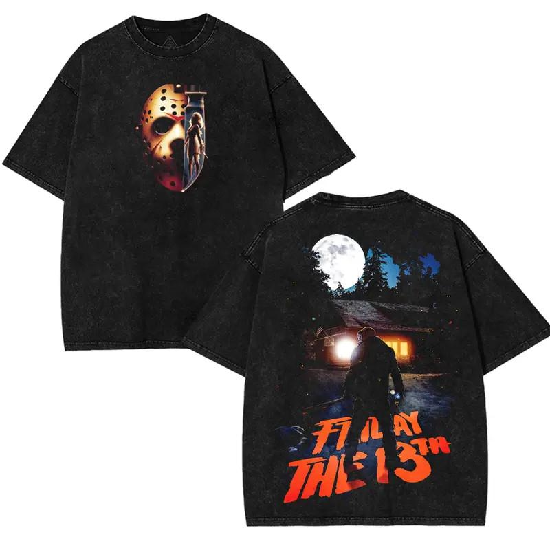 Horror Camp Night Tee – Masked Killer Graphic Moonlight Cabin Vintage Shirt