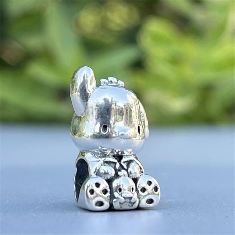 Copper Plated Cz Herocross Cartoon Rabbit Charm Family Mother Beads Stopper Fit Original European Bracelet Jewelry
