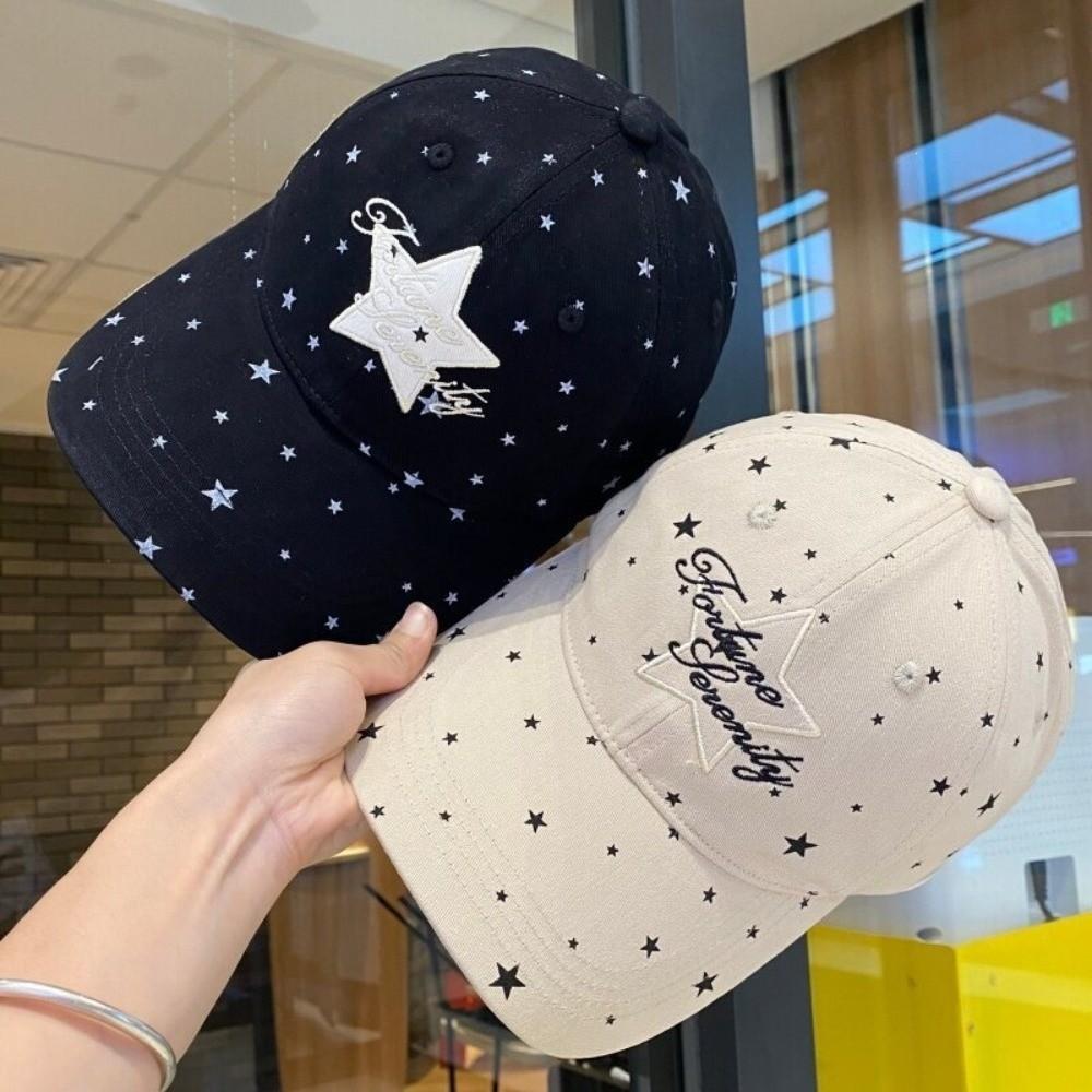 Soft Top Cotton Peaked Cap Face Slimming Casual Couple Hat Star Dot Baseball Cap  For Women