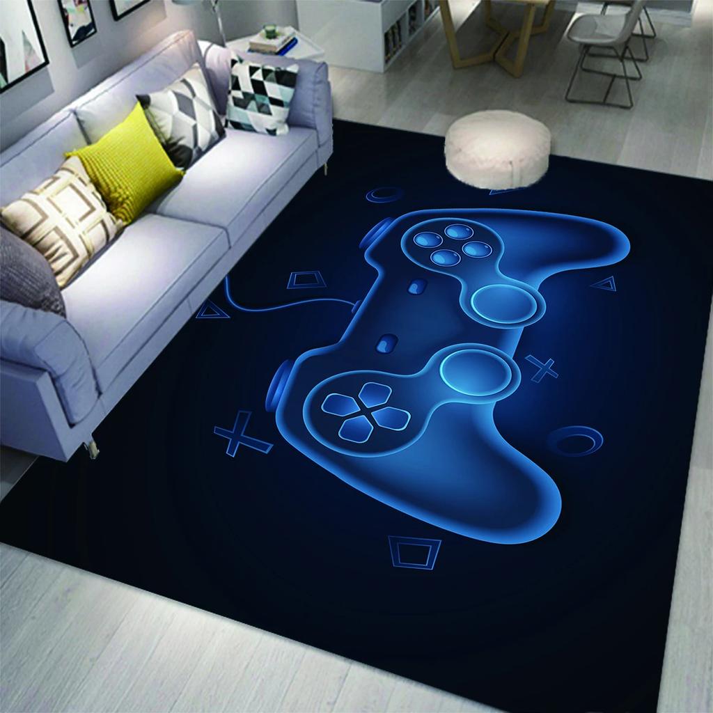 Gaming Area Rug for Kids Boy Bedroom Playroom Living Room Decor Controller Gamepad Carpet Gamer Floor Mat Soft Cool Game Doormat