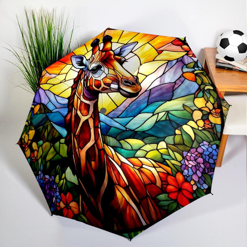 

Giraffe Forest Deer Umbrella Automatic Open/close, Sturdy Iron Frame & 8-Rib Struct, Umbrella for Women & Men, Christmas Gifts