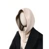 Ladies' 100% Cashmere Double-Sided Balaclava Hat With Label For Autumn&Winter Warmth Solid Color Drawstring Pullover Knitted Hat