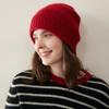 Autumn and winter new% pure cashmere knitted hat children's thickened thermal bald hat solid color versatile hat