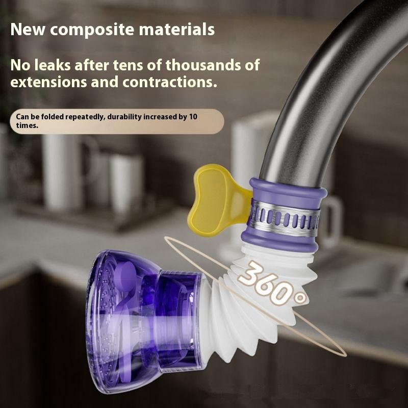 Universal Faucet Spray Head Extender with Anti Splash Nozzle Rotating Telescopic Water Saving Aerator