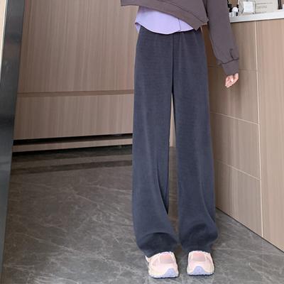 Chenille Wide-leg Pants for Women In Spring and Autumn New High-waist Loose Straight Pants Casual Floor-moving Trousers