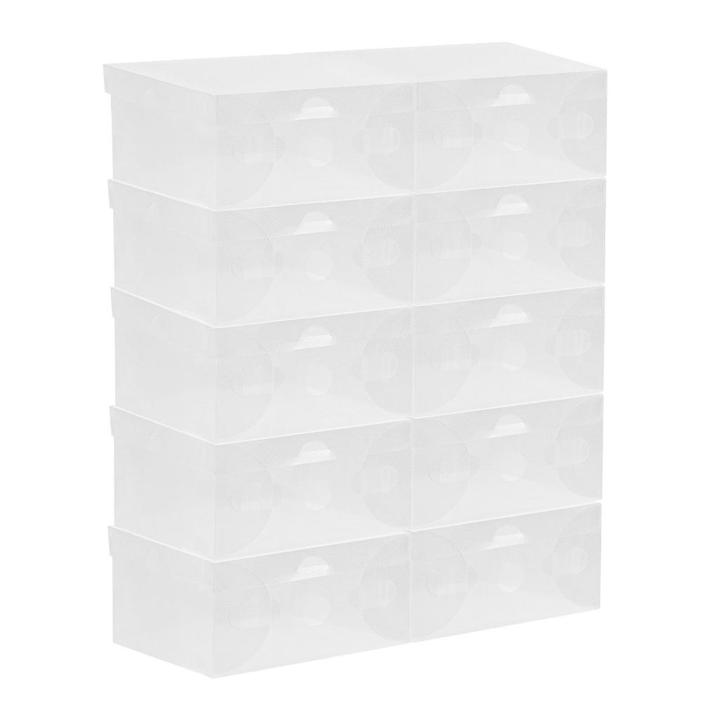 20-Piece Stackable Shoe Boxes – Flip-Top Design with Ventilation Holes – Translucent White Storage Organizer
