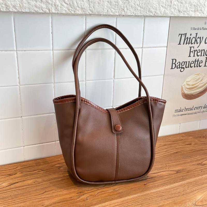 2026 Spring New Vintage Solid Color Large Capacity Tote Hobo Shoulder Top Handle Bag Women Fashi Casual Commuter Handbag