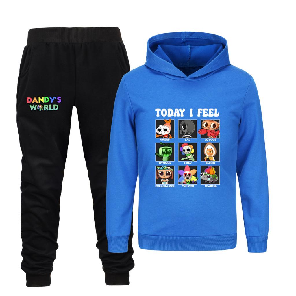 5405 Fashion Casual Kids Boys Girls Dandy World Printed Long Sleeves Hoodies Trousers Clothes Set