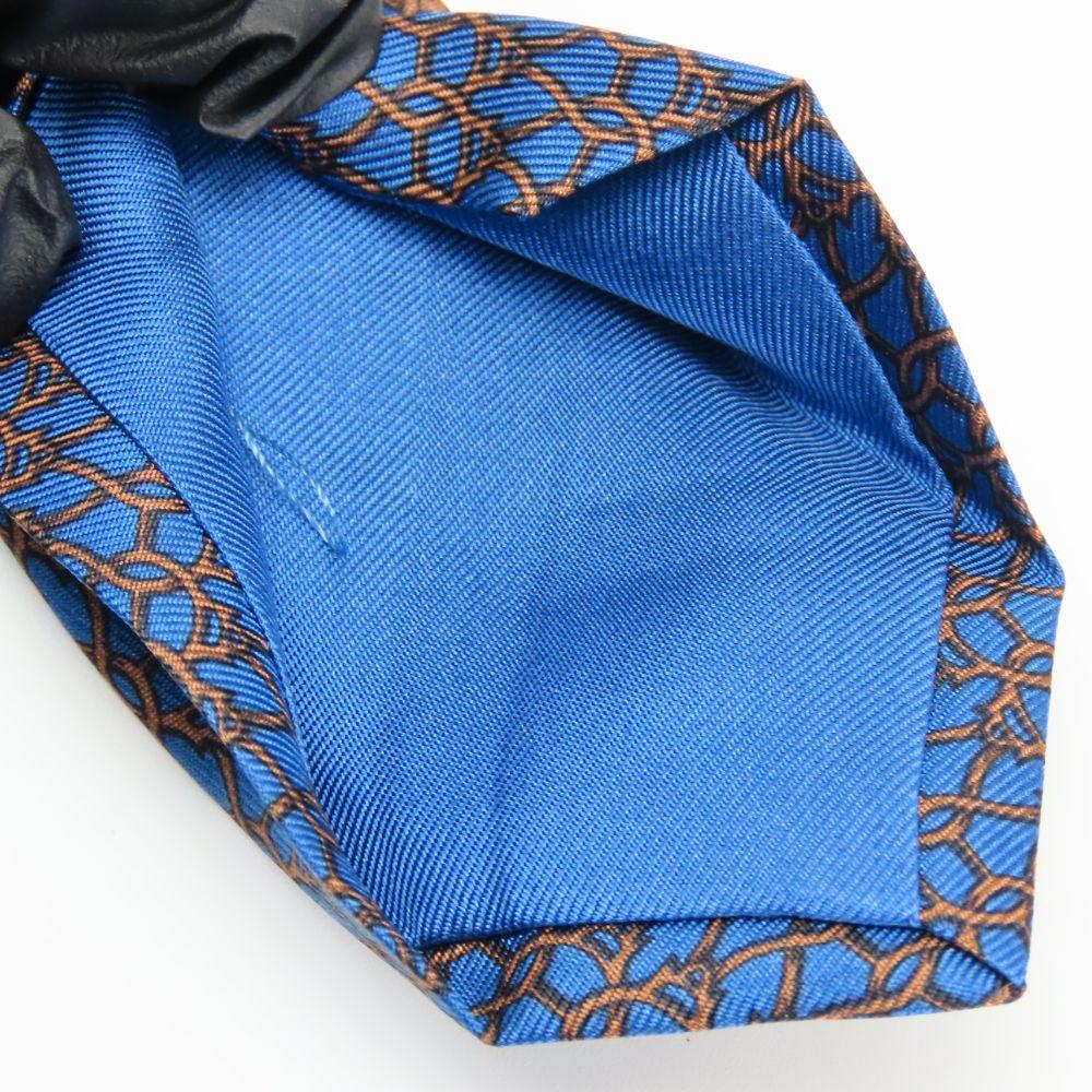 Used HERMES tie Toyota limited edition silk Blue Brown suit