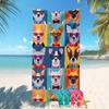 Funny Dog with Glasses Beach Towel Flat Print Soft Microfiber Bath Towel for Travel Swimming Pool Outdoor Bathroom Decor