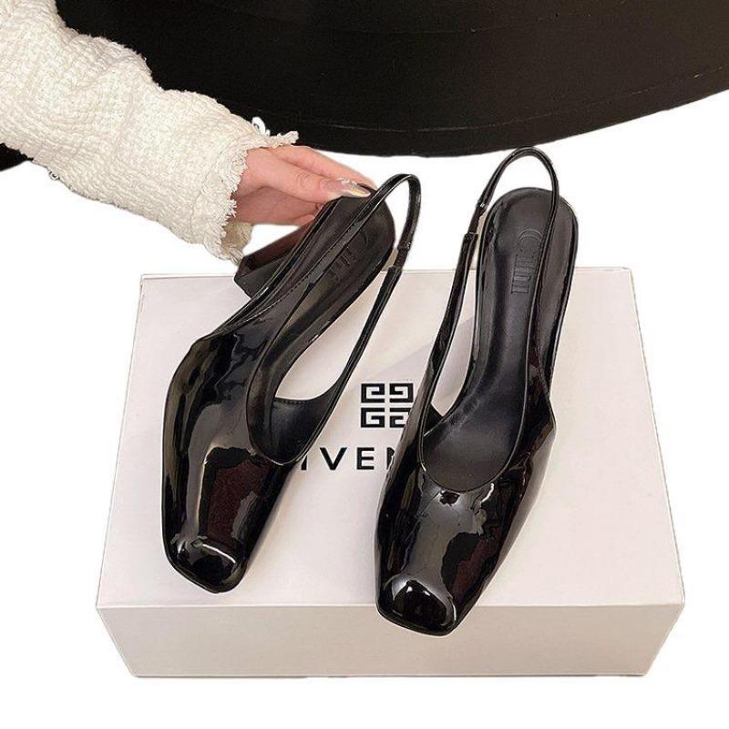 Fashion Women's High Heel Sandals Square Toe Cover Toe One Kick Heels Women Dress New Summer Square Heel Leaking Heel Sandalias De Mujer