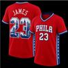 Camisa Esportiva Unissex Masculina Feminina Manga Curta, Estampa Skyline da Cidade PHILA 23 Gola V Casual para Fãs de Basquete Tops Camisetas Gráficas