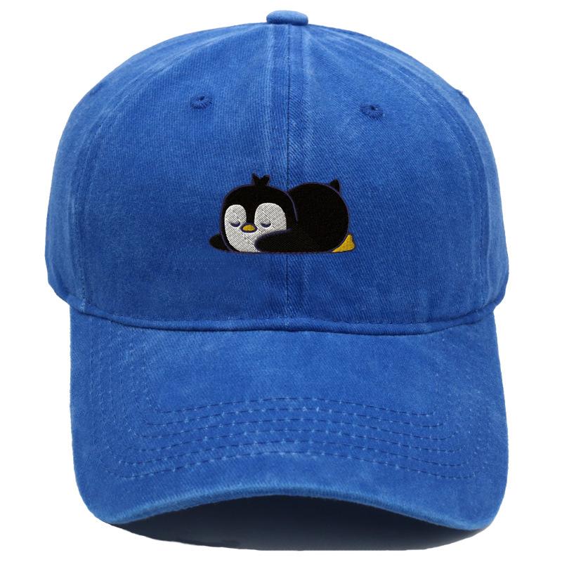 Embroidered Penguin Washed Cotton Baseball Caps Outdoor Women Adjustable Trucker Cap Fashion Men Sunscreen Snapback Peaked Hat