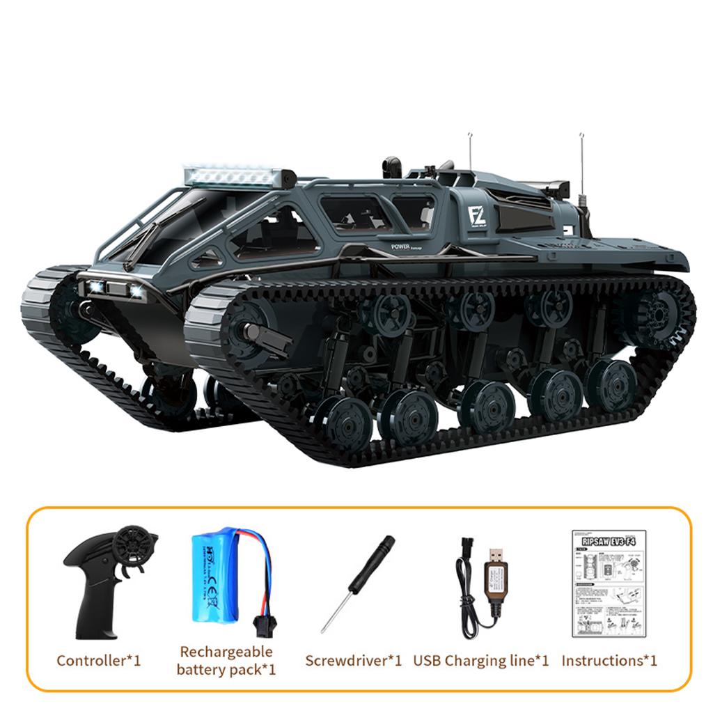 Remote Control Tank, 2.4GHz All Terrain 360 degrees  Rotating Stunt Toy Vehicle with LED Lights, Off Road Tracked Car