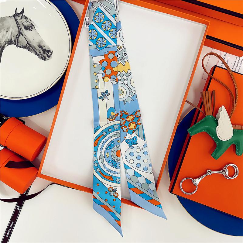 Cachecol de Seda 100% de Alta Qualidade Marca de Luxo Mulheres Faixa de Cabeça Faixa de Cabelo Foulard Gravata Lenço de Pescoço Cachecóis Skinny Acessórios