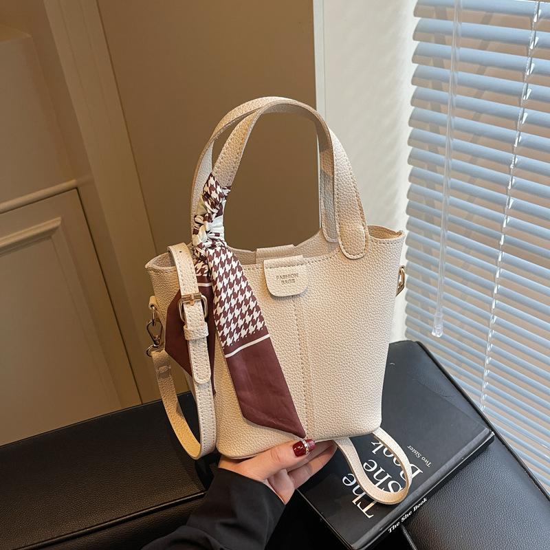 Summer Silk Scarf Bucket Bag Women's New High-end Sense of Work Small Bag Versatile Shoulder Messenger Bag