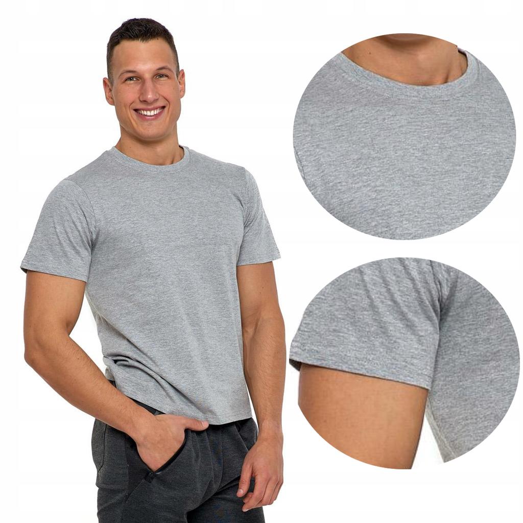 T-Shirt Men's Cotton Short Sleeve 6XL Light Grey Melange
