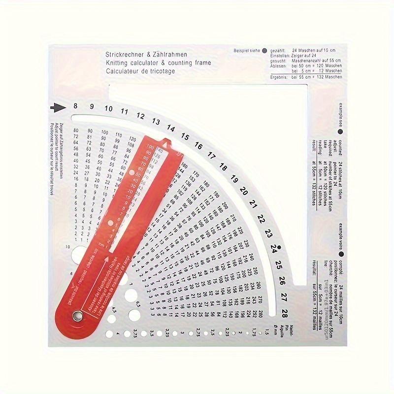 1pc Double-Sided Knitting Calculator and Counting Board, with Rotating Ruler Tool, Hook and Yarn Density Calculator, Mixed Color, for Knitting