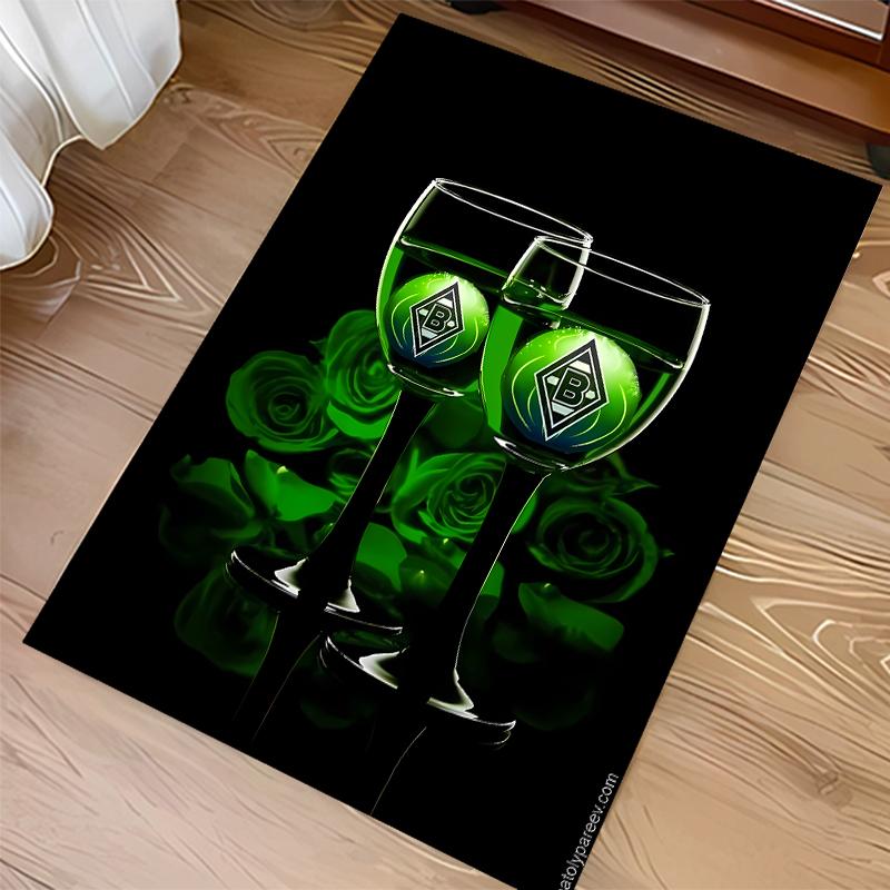 1pc Borussia Monchengladbach Logo Print Area Rug - Soft,Washable Non-Slip Indoor Mat for Office Chairs,Living Room,Home Office Decorative Rug