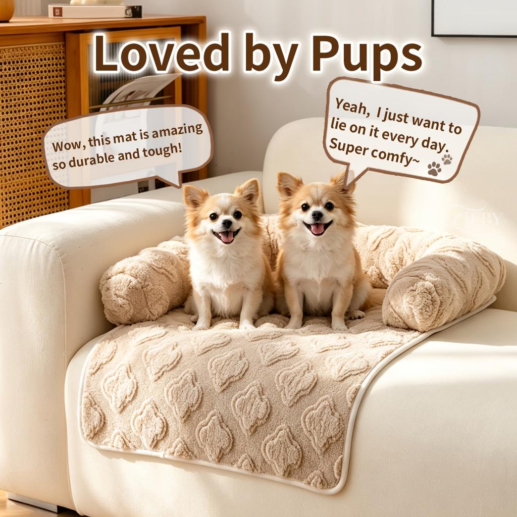Autumn And Winter Season of Fluffy Material Pet Dog Mattress, Cat And Dog Sofa Mattress, Plush Pet Sofa Bed with Cushion, Cat Furniture Protector