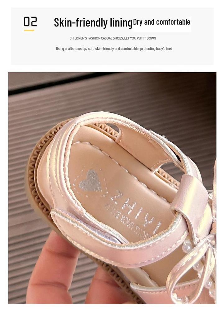 2026 Adorable Pearl Flower Baby Soft Sole Non-slip Closed-toe Sandals