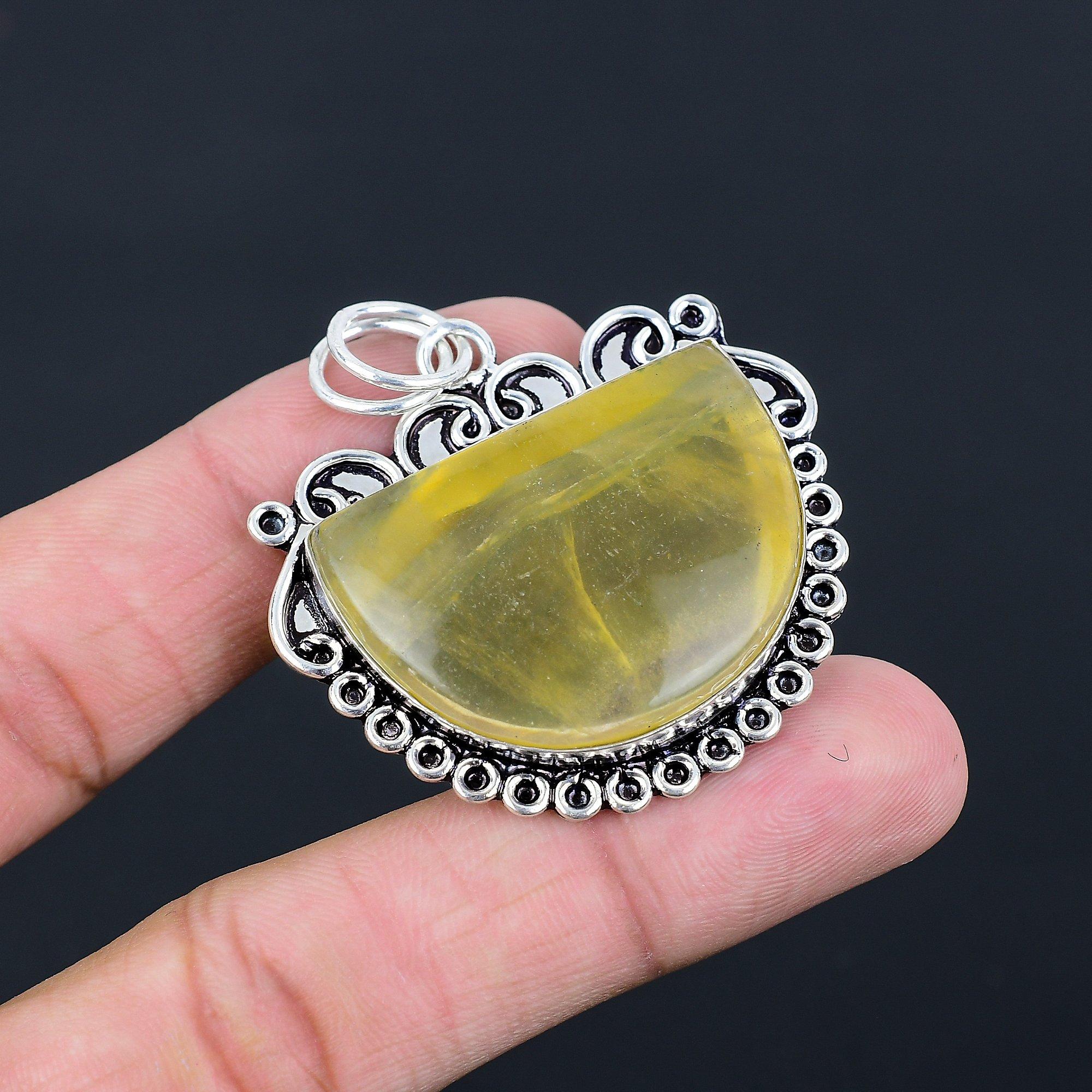 

925 Sterling Silver Third Eye Chakra Multi Fluorite Gemstone New Pendant Jewelry