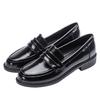 Brown Oxford Single Shoes Women British Dress Brown Leather Shoes Student Slip On Microfiber Creepers Soft Comfy Flats Loafers