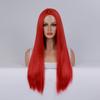 Long Straight Cosplay Wig with Middle Part Woman Anime Ombre Hallowmas Lolita Synthetic Wig Pink  Red Heat Resistant Hair