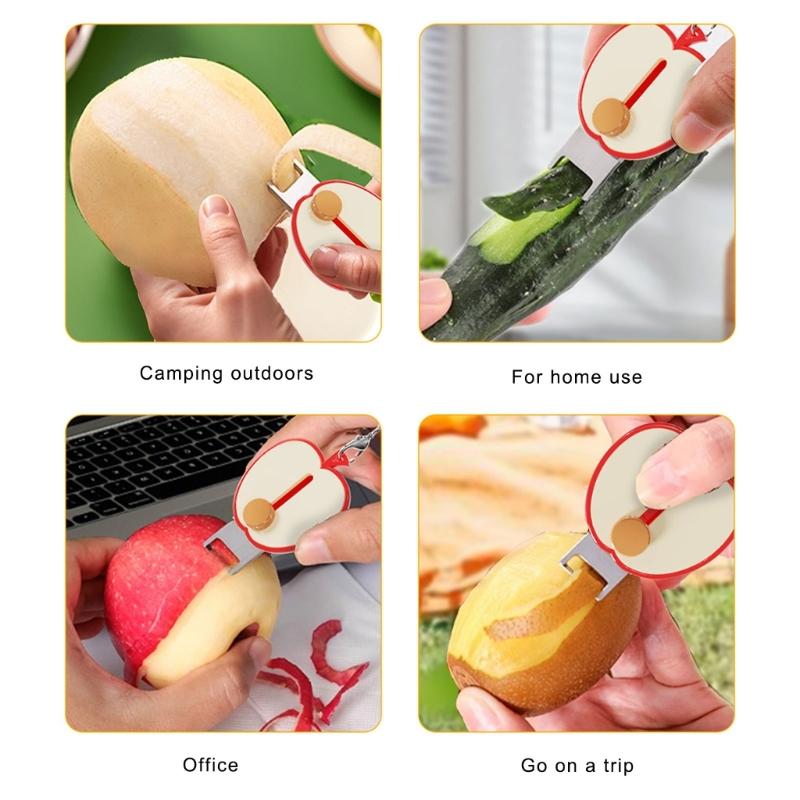 Miniature Pocket Sized Peeler Retractable Blade Rustproof Stainless Steel Peeling Tool with Keychain For Daily Use top sale