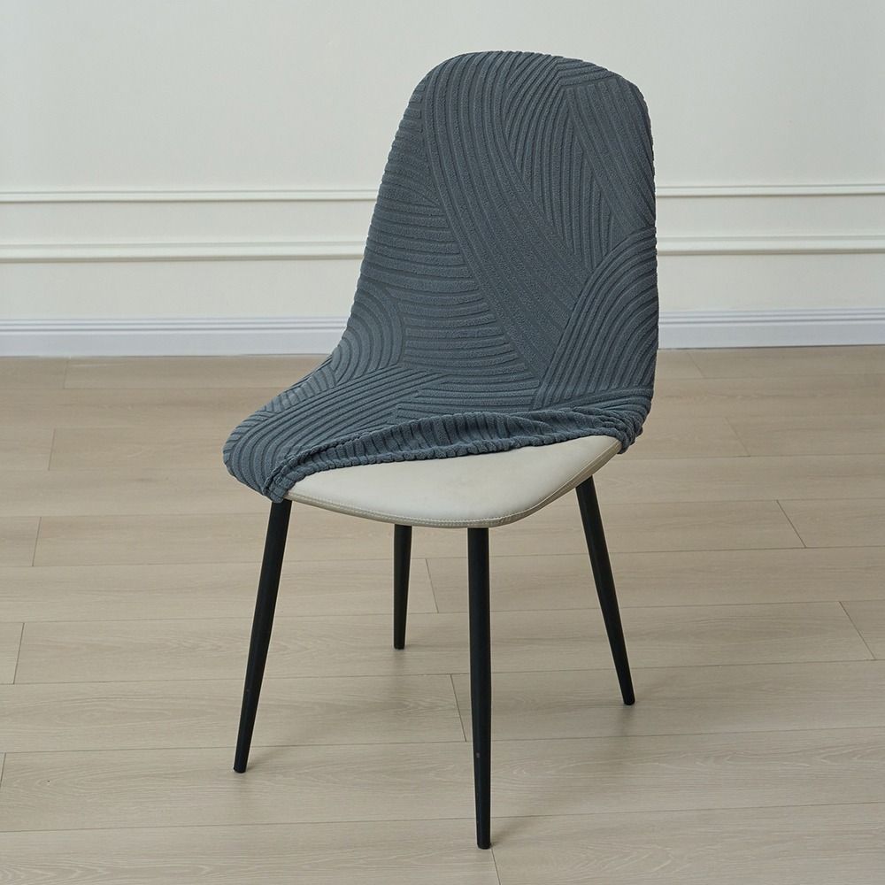 Fashion Jacquard Dining Curved Chair Cover Short Back Elastic Stretch Slipcover Dust Cover Thickened Stretch Chair Cover Kitchen