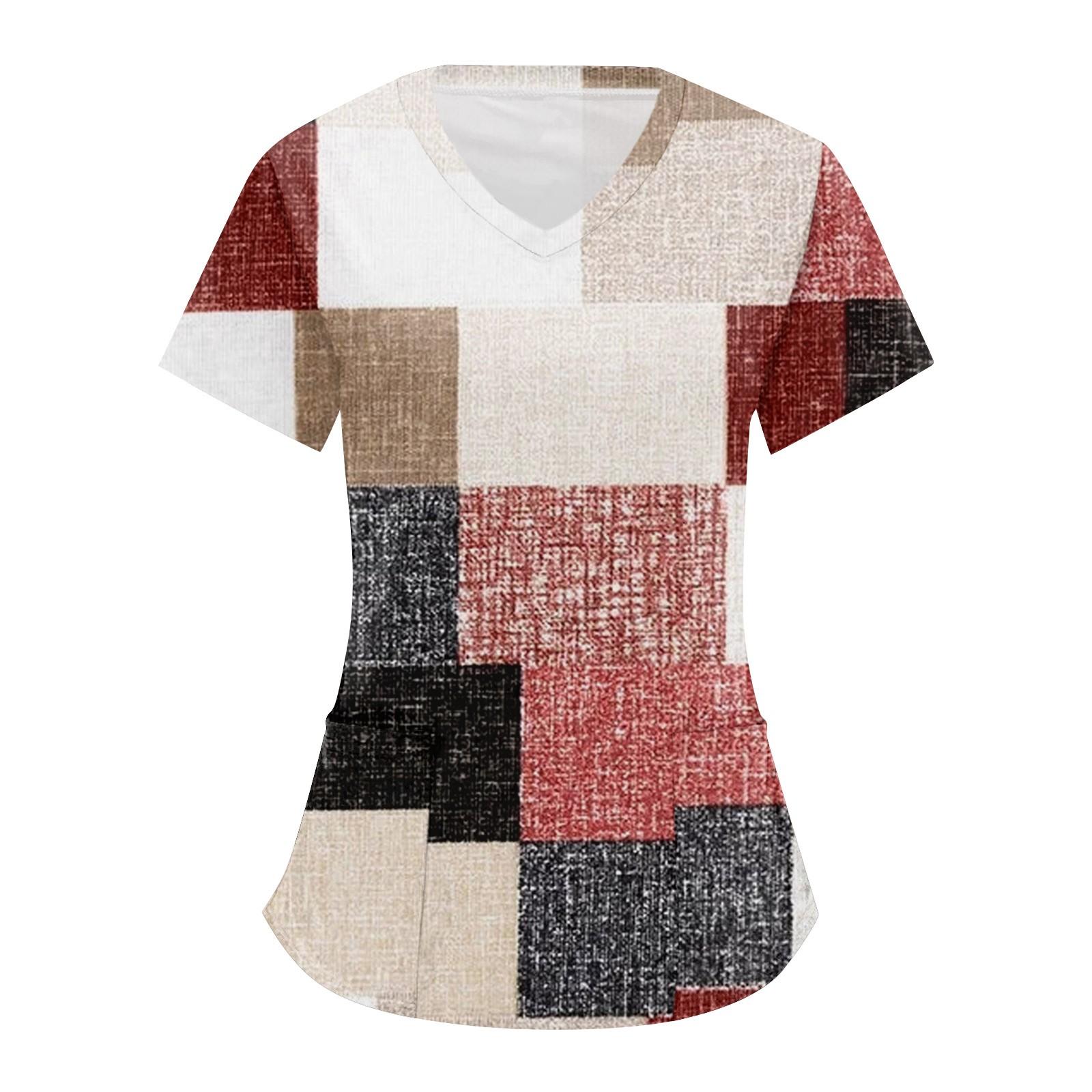 Женские топы с короткими рукавами и v-образным вырезом с принтом — фото 9