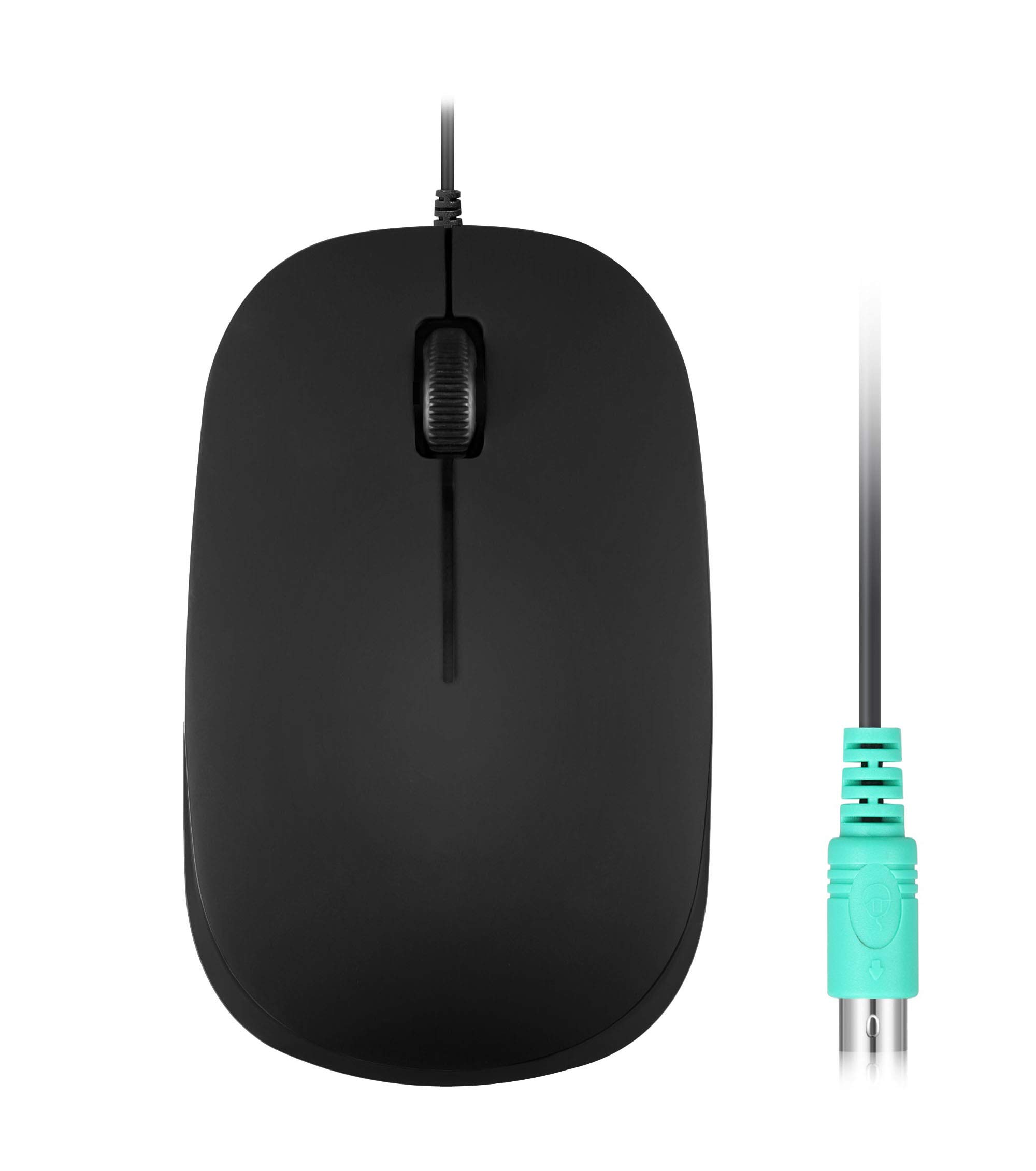 Perix II Mouse Ottico Base Cablato 3 Pulsanti Sottile 1000DPI Cavo di Connessione PS2 Garantito Nero PERIMICE-201 PS/2 1.8M [Prodotto Originale] (PS / 2) nero