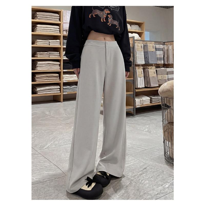 Women High Waist Wide Leg Casual Suit Trousers Petite Fit