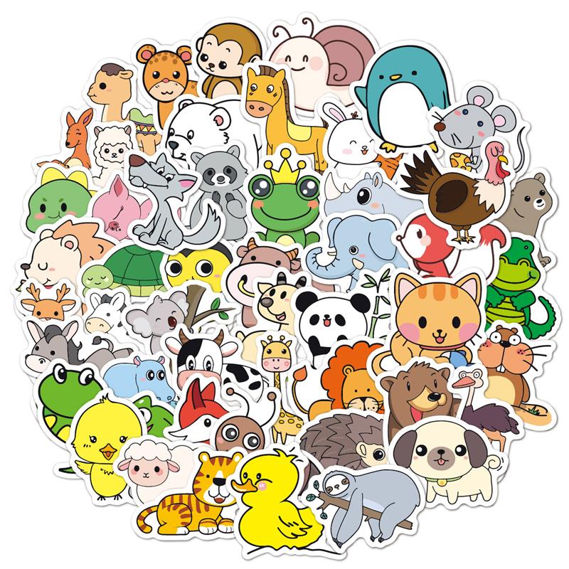 50 Pcs Cute Animal Stickers Vinyl Waterproof Water Bottle Stickers Notebook Sticker For, Laptop, Skateboard, Phone, Guitar, Car