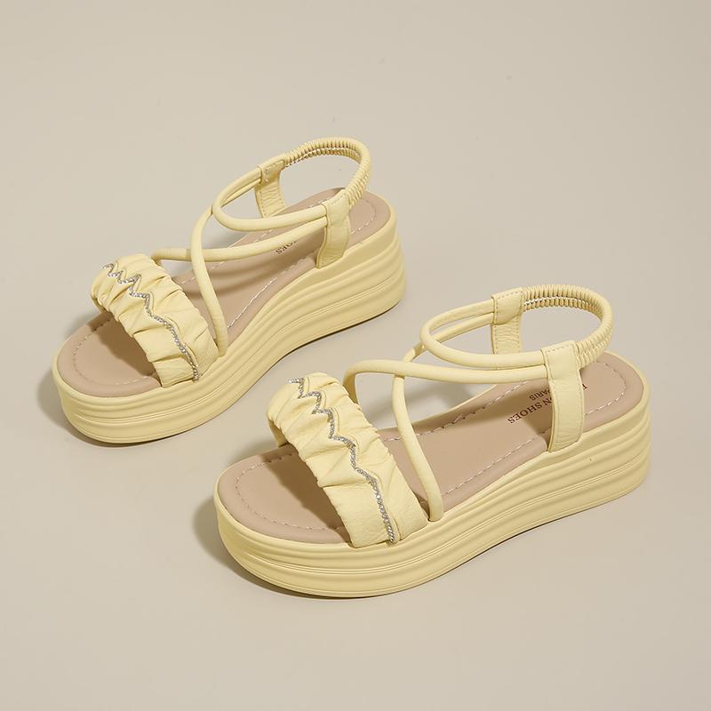 

CRLAYDK Women s Strappy Wedge Sandals Summer Leather Slides Soft Beach Ladies Open Toe Outdoor Dressy Walking Travel Slippers 35