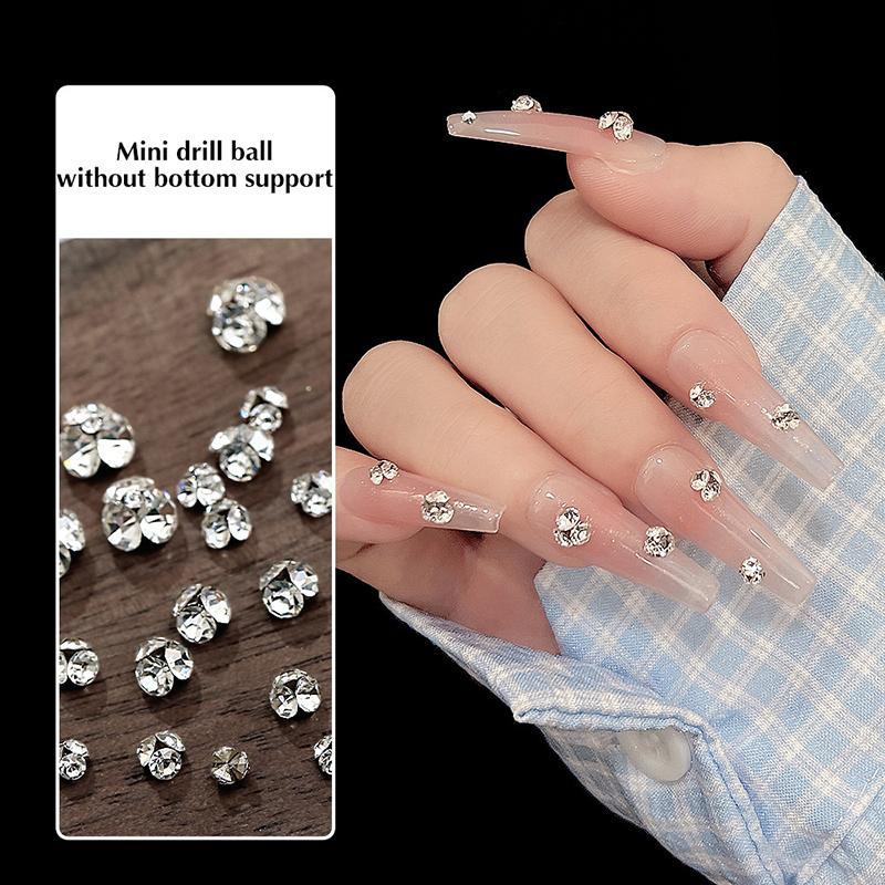 10Pz Brillanti Mini 2mm-6mm Bianchi Trasparenti Traslucidi Diamanti Pelo Nail Art Strass Decorazioni Gioielli Manicure Ornamenti