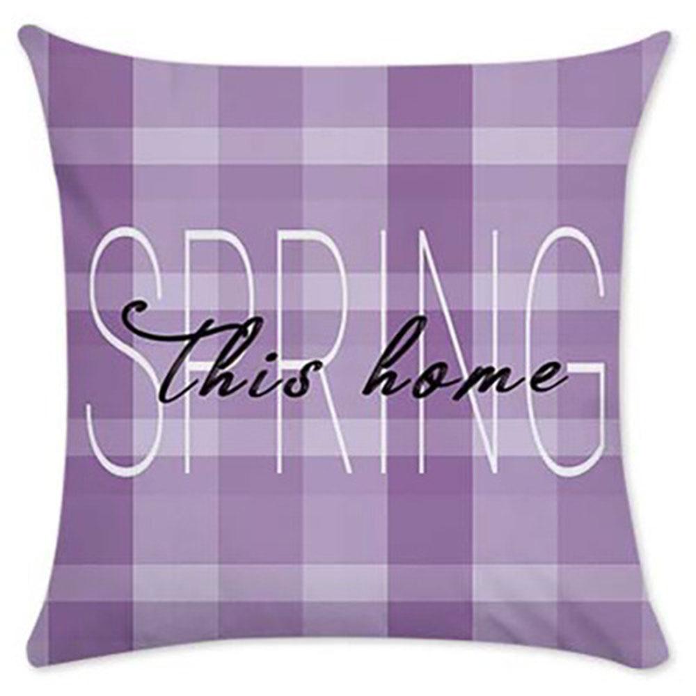 Lilac Check Lavender Pattern Home Decor Pillowcase Living Room Sofa Polyester Cushion Cover with Zipper